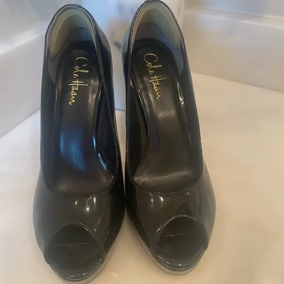 Cole Haan, Nike Air Black Peep Toe Heels, Size 8 - Picture 2 of 7